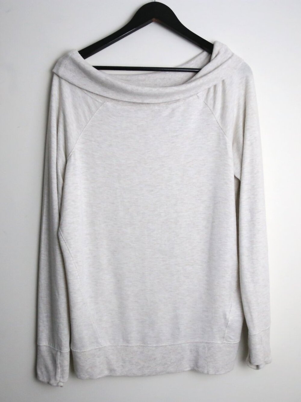Athleta Studio Barre Sweatshirt Tencel Modal Light Cream Grey Size Large